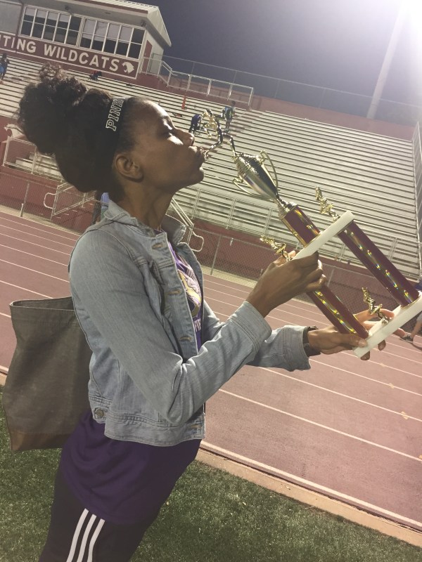 Track coach enjoying her much needed win