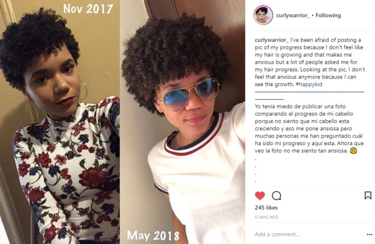 I've been afraid of posting a pic of my progress because I don't feel like my hair is growing and that makes me anxious but a lot of people asked for my hair progress. Looking at the pic, I don't feel anxious anymore because I can see the growth. #happykid