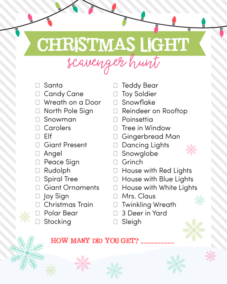 Christmas Lights Scavenger Hunt #freeactivities #freekidsactivities #freechristmasactivities #kidsactivities #freeprintable