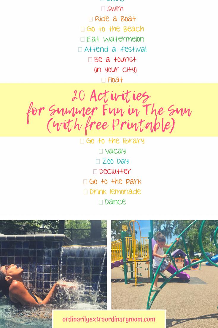 20 Activities for Summer Fun in the Sun (with Free Printable) #freeprintablesummerbucketlist #summeractivities #familyactivities #budgetfriendlyactivities #summerfunideas