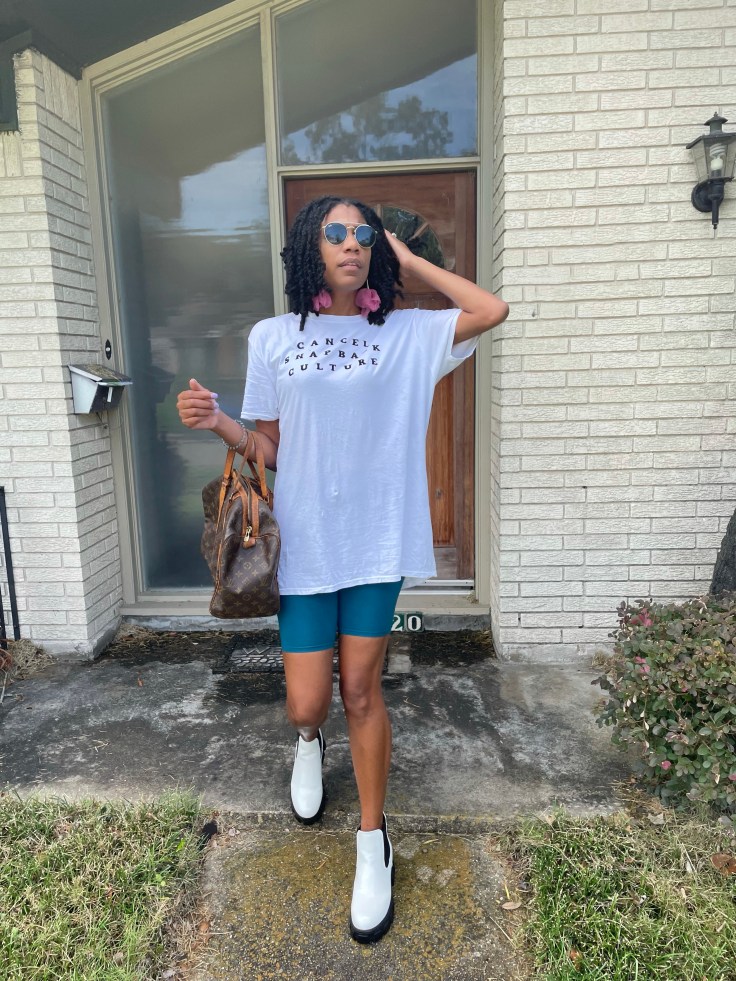 style booties for fall with biker shorts or leggings #booties #bootiesoutfitfall #falloutfits #falloutfits2021 #fallstyle