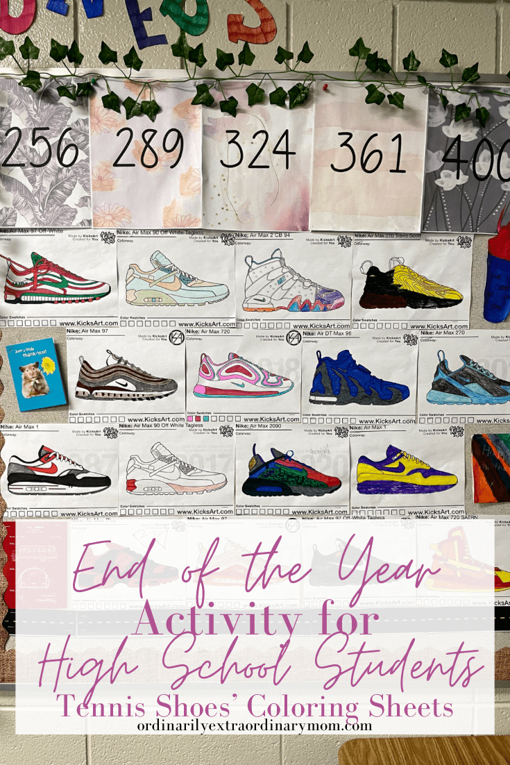 End of the Year Activity for High School Students: Tennis Shoes' Coloring Pages | ordinarilyextraordinarymomn #endoftheyearactivities #endoftheyearactivitieshighschool #highschoolactivities #teacheractivities #coloringpages #freeprintables #freecoloringpages